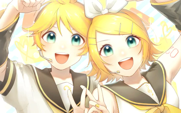 Rin Kagamine Len Kagamine Anime Vocaloid HD Desktop Wallpaper | Background Image