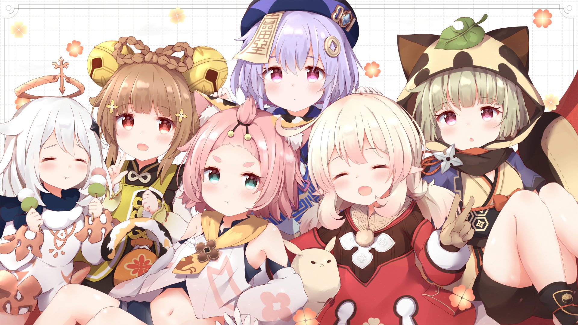 Download Diona (Genshin Impact) Yaoyao (Genshin Impact) Sayu (Genshin Impact) Qiqi (Genshin Impact) Paimon (Genshin Impact) Klee (Genshin Impact) Video Game Genshin Impact HD Wallpaper