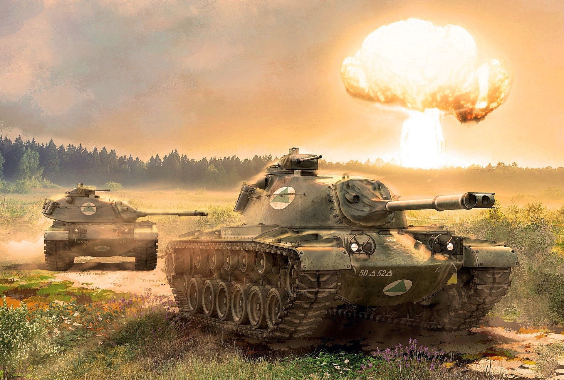 Download M48 Patton Explosion Military Tank HD Wallpaper