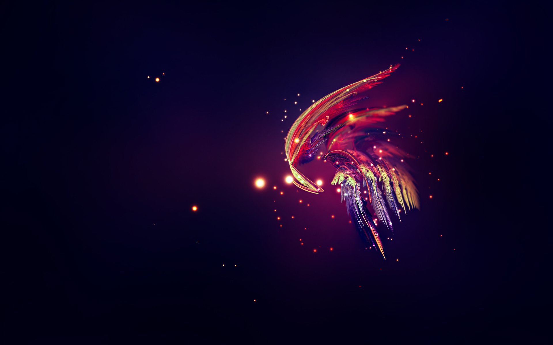 Abstract digital art of vibrant, colorful light streaks against a dark background, creating a cool and dynamic composition for an HD PC desktop wallpaper.