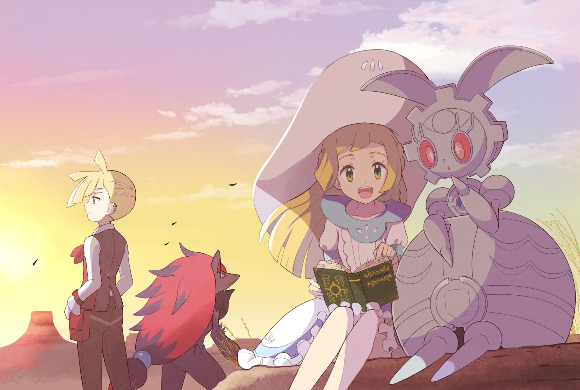 Download Sunset Zoroark (Pokémon) Lillie (Pokemon) Gladion (Pokémon) Anime Pokemon Anime Sunset HD Wallpaper by picca_