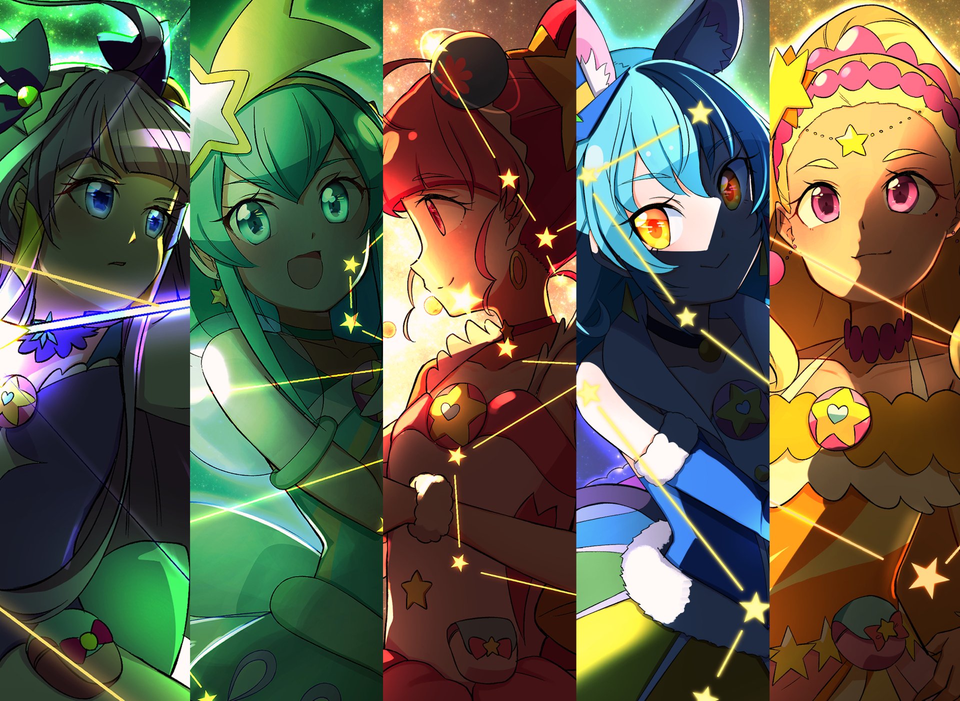 Download Yuni (Precure) Madoka Kaguya Hoshina Hikaru Lala Hagoromo Cure Star Cure Soleil Cure Selene Cure Milky Cure Cosmo Elena Amamiya Anime Star☆Twinkle Precure HD Wallpaper