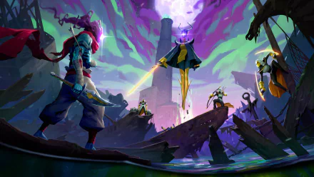 HD Dead Cells game artwork featuring a warrior in a vibrant fantasy landscape for desktop wallpaper and background.