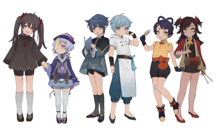 Xinyan (Genshin Impact) Xiangling (Genshin Impact) Chongyun (Genshin Impact) Xingqiu (Genshin Impact) Qiqi (Genshin Impact) Hu Tao video game Genshin Impact HD Desktop Wallpaper | Background Image