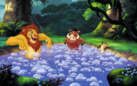  Simba, Timon and Pumbaa taking bath
