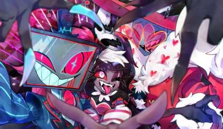 Vox (Hazbin Hotel) Velvet (Hazbin Hotel) Valentino (Hazbin Hotel) TV Show Hazbin Hotel HD Desktop Wallpaper | Background Image
