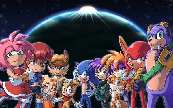 Comics Sonic the Hedgehog Sonic Amy Rose Sally Acorn Ben Muttski Antoine D'Coolette Cream the Rabbit Mina Mongoose Miles 'Tails' Prower Bunnie Rabbot Knuckles the Echidna Rotor the Walrus Freedom Fighters HD Wallpaper | Background Image