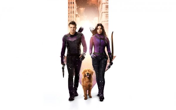 TV Show Hawkeye Jeremy Renner Hailee Steinfeld Kate Bishop Clint Barton Lucky the Pizza Dog HD Wallpaper | Background Image