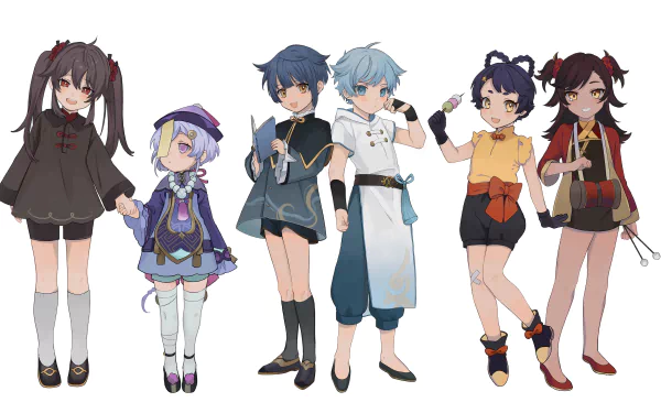 Xinyan (Genshin Impact) Xiangling (Genshin Impact) Chongyun (Genshin Impact) Xingqiu (Genshin Impact) Qiqi (Genshin Impact) Hu Tao video game Genshin Impact HD Desktop Wallpaper | Background Image