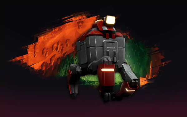 HD Deep Rock Galactic wallpaper featuring a M.U.L.E. robot against a stylized cave background.
