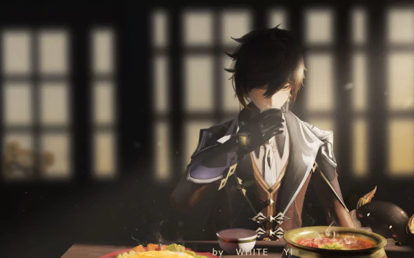 Guoba (Genshin Impact) Zhongli (Genshin Impact) video game Genshin Impact HD Desktop Wallpaper | Background Image