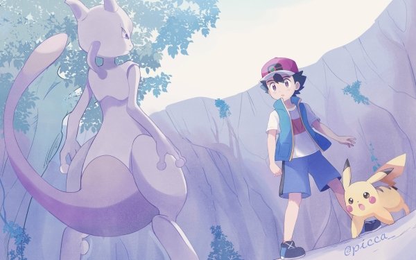 Anime Pokémon Ash Ketchum Pikachu Mewtwo HD Wallpaper | Background Image