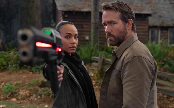 Zoe Saldana Ryan Reynolds movie The Adam Project HD Desktop Wallpaper | Background Image