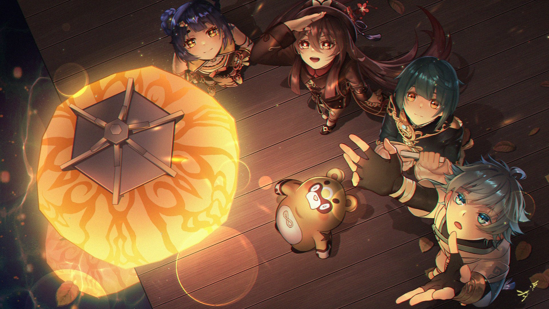 Download Xingqiu (Genshin Impact) Xiangling (Genshin Impact) Hu Tao Guoba (Genshin Impact) Chongyun (Genshin Impact) Video Game Genshin Impact 4k Ultra HD Wallpaper