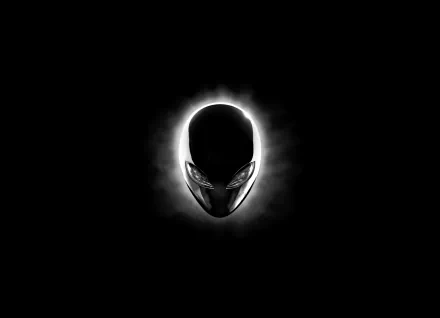 Alienware glowing alien head logo against a black halo — high-resolution 8K Ultra HD technology PC desktop wallpaper/background.