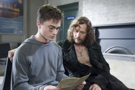 HD desktop wallpaper featuring Daniel Radcliffe as Harry Potter and Gary Oldman as Sirius Black from the movie Harry Potter and the Order of the Phoenix.