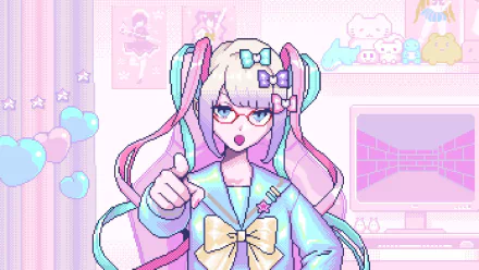 HD PC desktop wallpaper featuring OMGkawaiiAngel-chan from the video game NEEDY GIRL OVERDOSE in a pastel, colorful anime style.