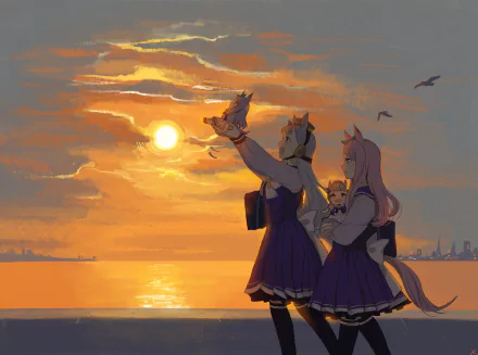 Mejiro McQueen Gold Ship (Uma Musume) Anime Uma Musume: Pretty Derby HD Desktop Wallpaper | Background Image