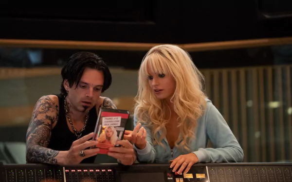 Sebastian Stan Lily James TV Show Pam & Tommy HD Desktop Wallpaper | Background Image