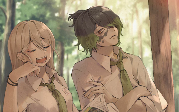 Gyutaro (Demon Slayer) Daki (Demon Slayer) Anime Demon Slayer: Kimetsu no Yaiba HD Desktop Wallpaper | Background Image