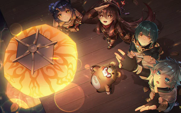 Xingqiu (Genshin Impact) Xiangling (Genshin Impact) Hu Tao Guoba (Genshin Impact) Chongyun (Genshin Impact) video game Genshin Impact HD Desktop Wallpaper | Background Image