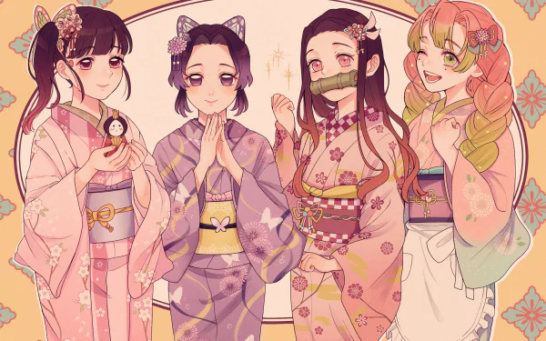 Kanao Tsuyuri Shinobu Kochou Mitsuri Kanroji Nezuko Kamado Anime Demon Slayer: Kimetsu no Yaiba HD Desktop Wallpaper | Background Image