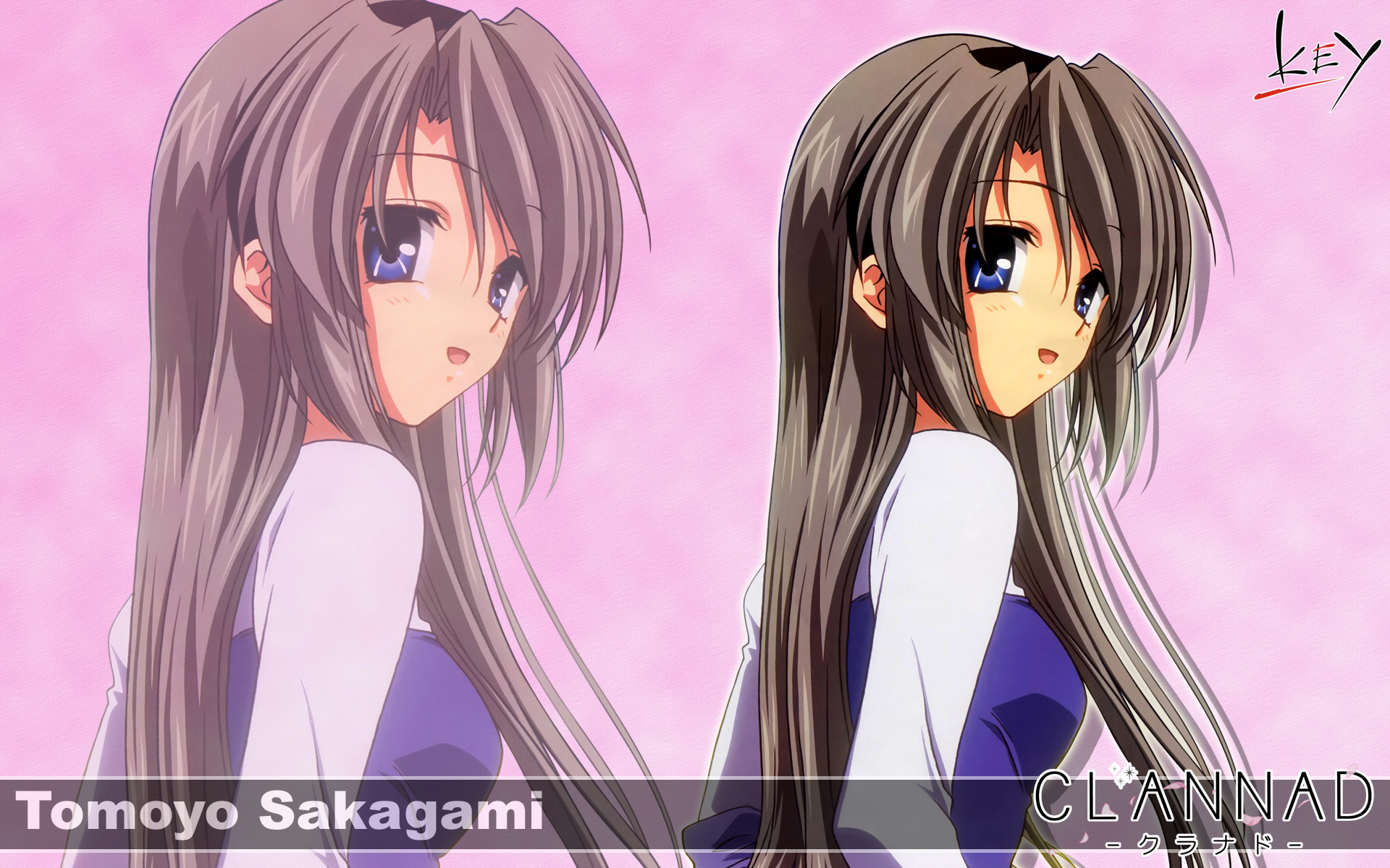 Tomoyo Sakagami from Clannad, the beloved anime character, with an alluring expression.