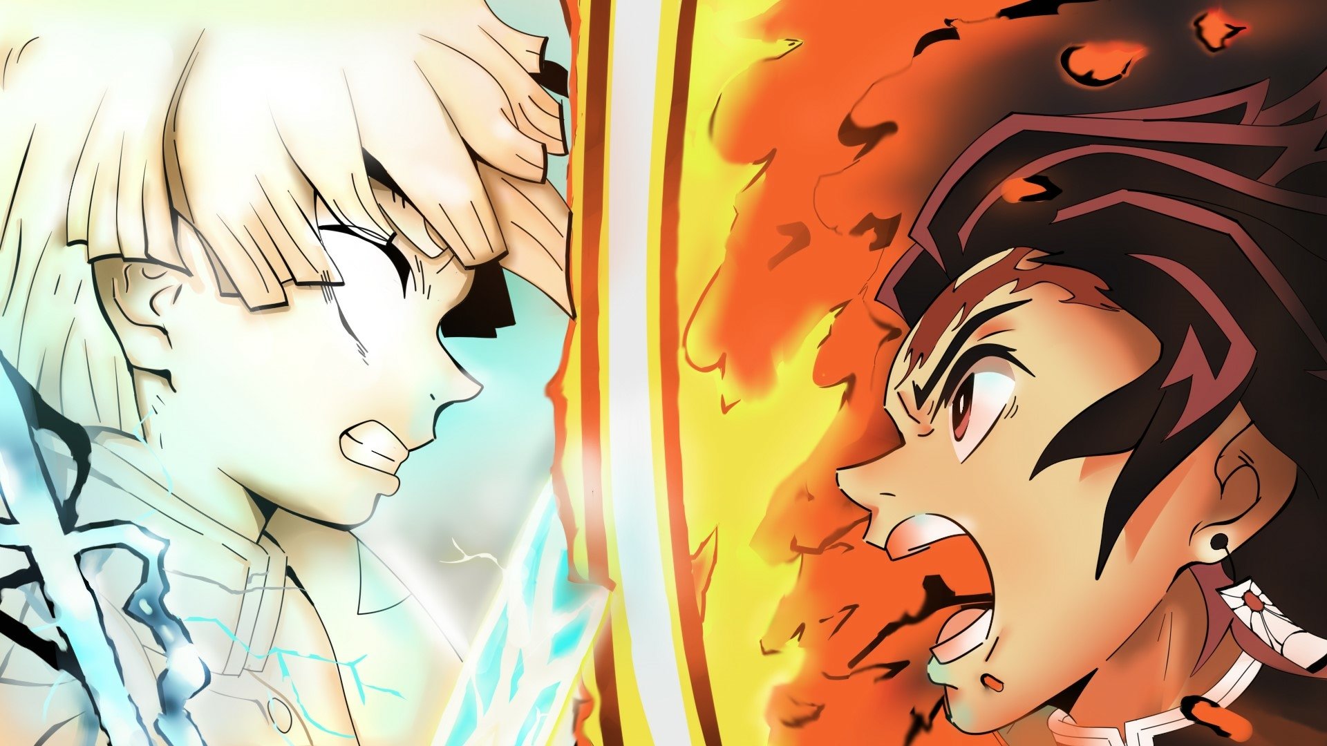 Download Hinokami Kagura Tanjiro Kamado Zenitsu Agatsuma Anime Demon Slayer: Kimetsu No Yaiba HD Wallpaper