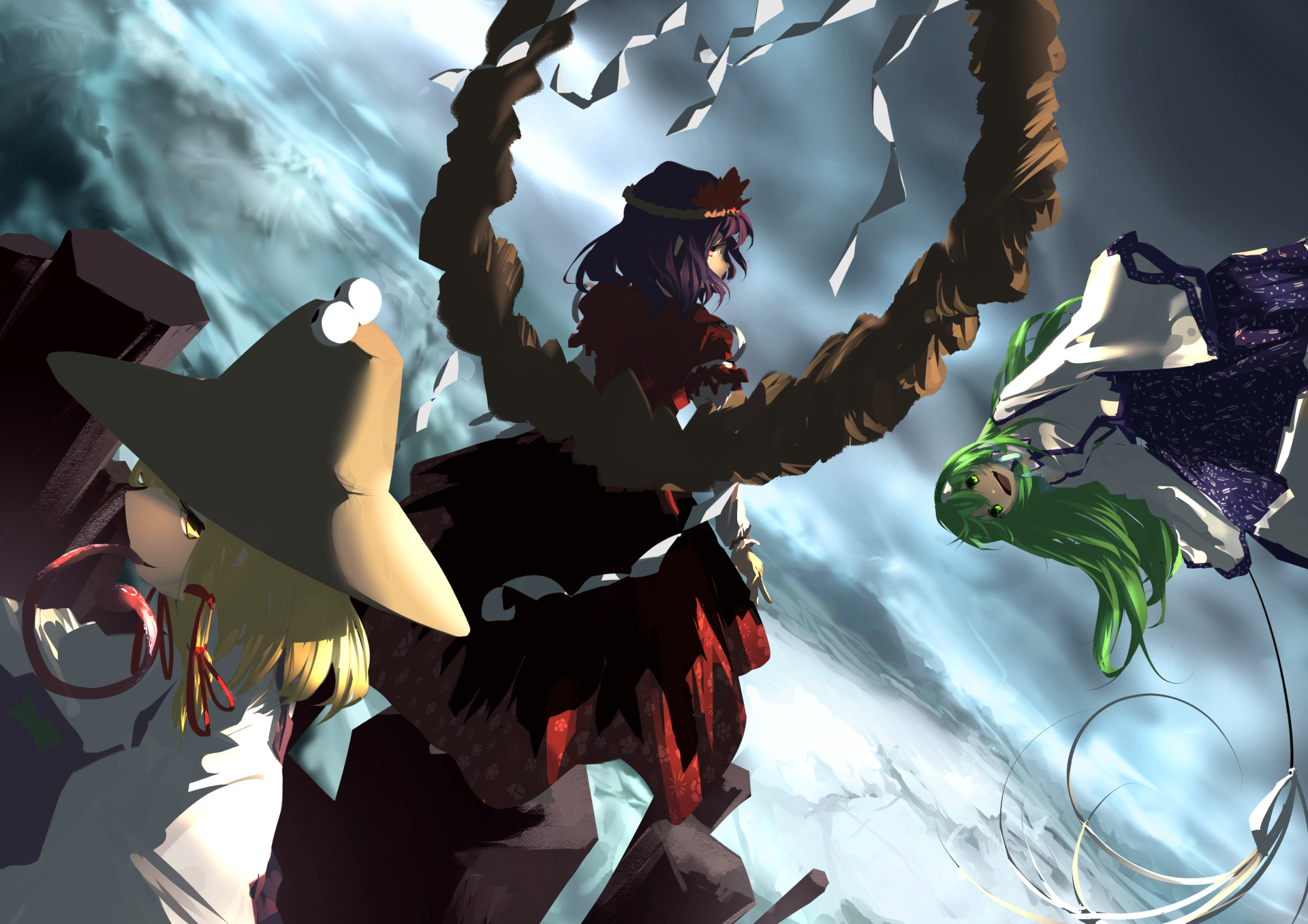 Download Kanako Yasaka Suwako Moriya Sanae Kochiya Anime Touhou HD Wallpaper