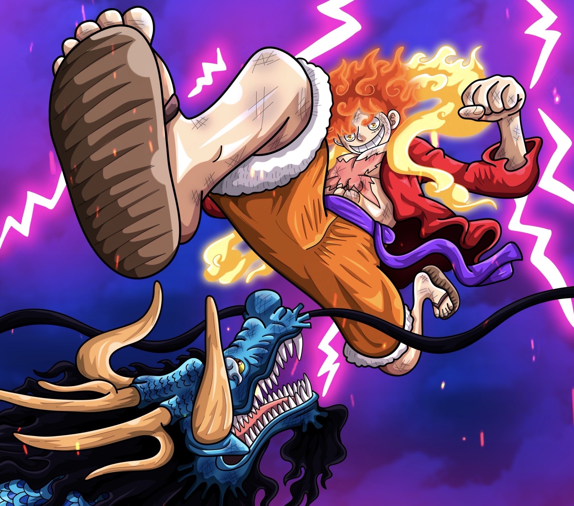 Gear 5 Luffy vs Kaido, One Piece, Gear 5th / Gear Fifth