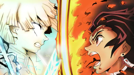 Hinokami Kagura Tanjiro Kamado Zenitsu Agatsuma Anime Demon Slayer: Kimetsu no Yaiba HD Desktop Wallpaper | Background Image