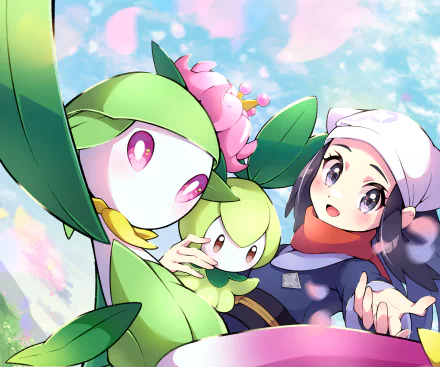 Lilligant (Pokémon) Petilil (Pokémon) Akari (Pokémon) video game Pokémon Legends: Arceus HD Desktop Wallpaper | Background Image