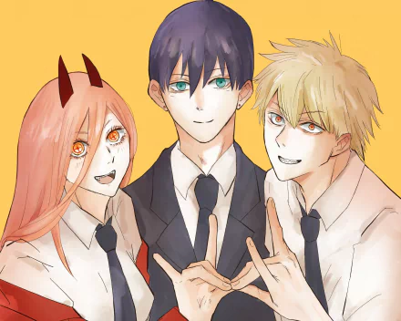 Denji (Chainsaw Man) Aki Hayakawa Power (Chainsaw Man) Anime Chainsaw Man HD Desktop Wallpaper | Background Image