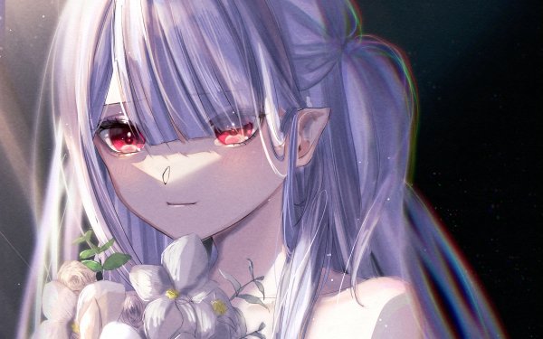 Anime Girl Grey Hair Red Eyes HD Wallpaper | Background Image