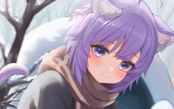 hololive Nekomata Okayu Anime Virtual Youtuber HD Desktop Wallpaper | Background Image