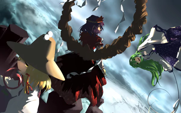 Kanako Yasaka Suwako Moriya Sanae Kochiya Anime Touhou HD Desktop Wallpaper | Background Image