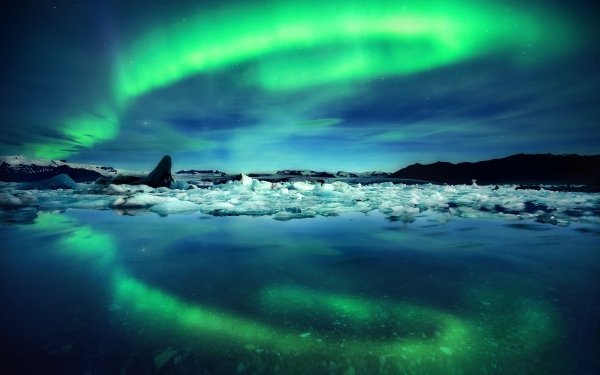 Nature Aurora Borealis Reflection Iceland HD Wallpaper | Background Image