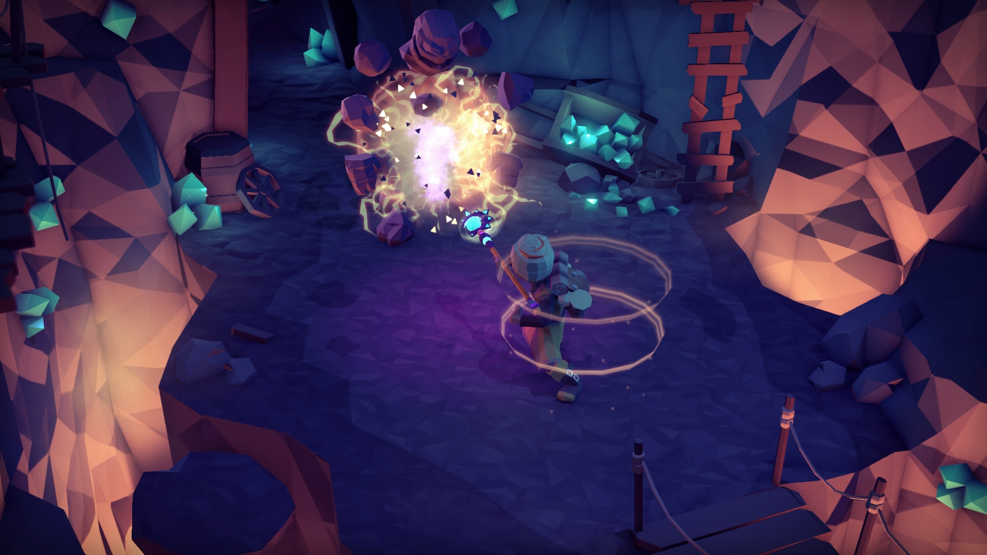 HD desktop wallpaper featuring a scene from the game 'For The King' with characters in a fantasy cave setting.