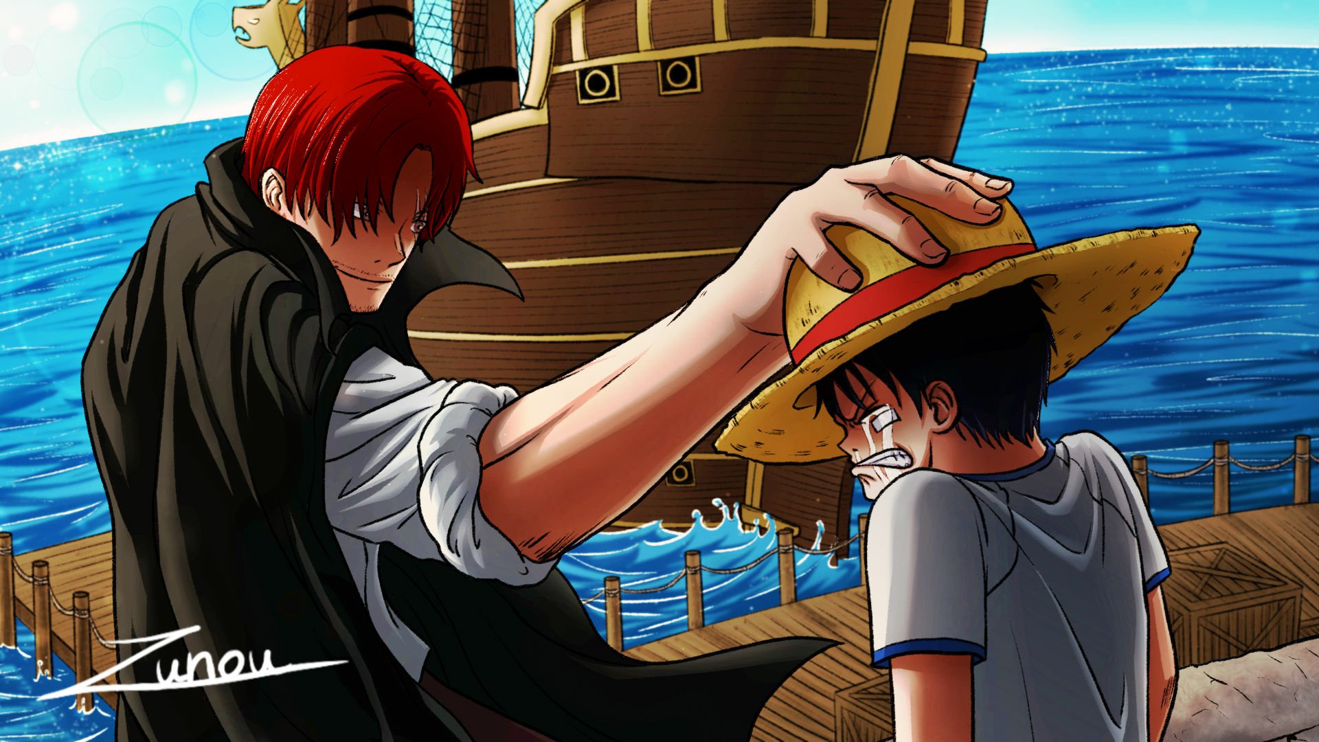 Download Monkey D. Luffy Shanks (One Piece) Anime One Piece HD Wallpaper by Zunou