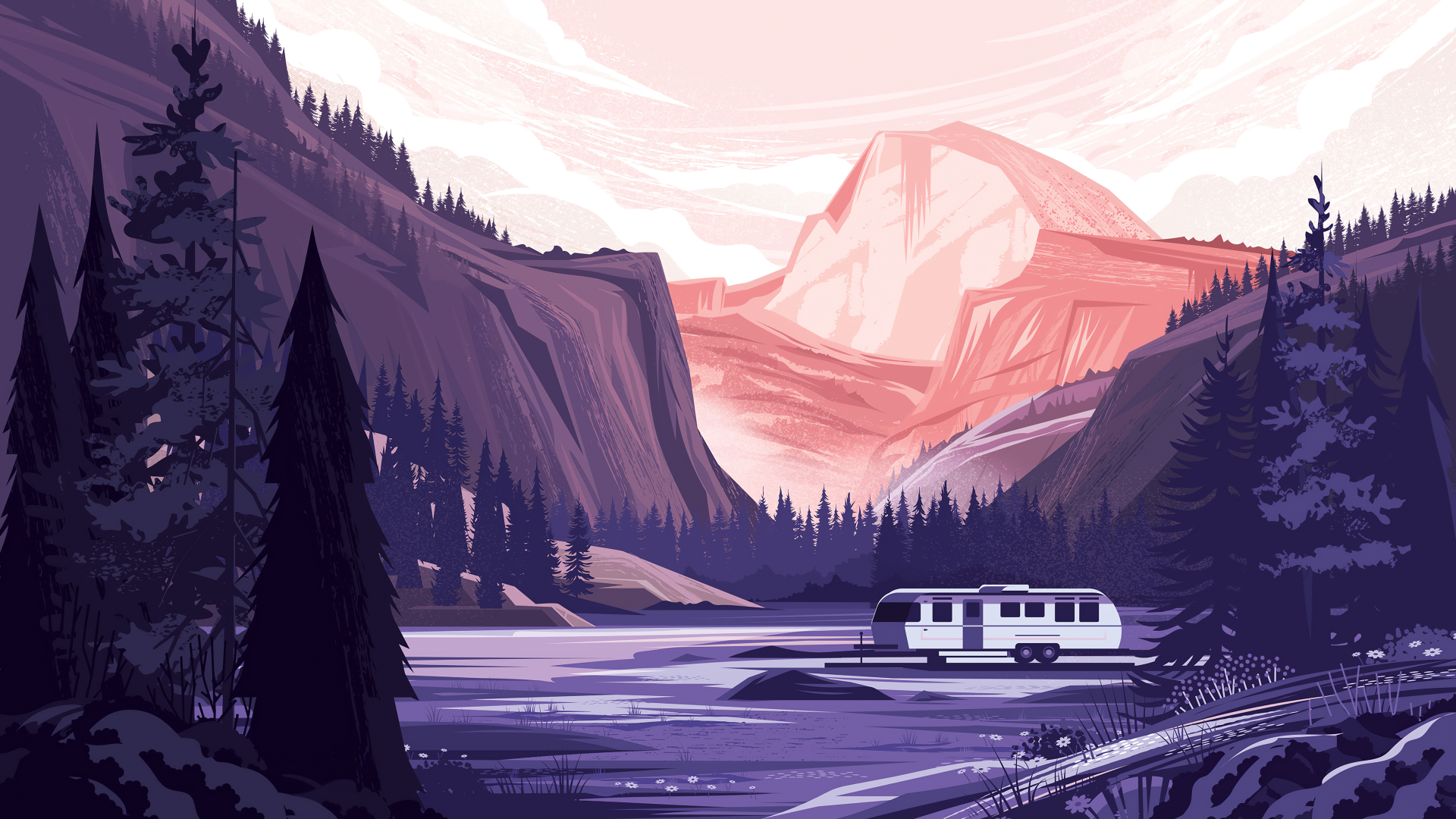 Download Pine Tree Valley Artistic Landscape 4k Ultra HD Wallpaper by Matt Carlson