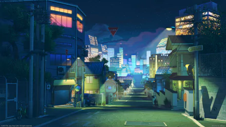 street light road Anime street HD Desktop Wallpaper | Background Image