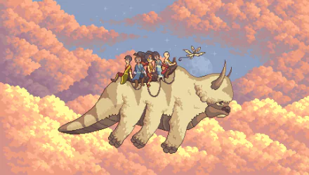 pixel art Anime Avatar: The Last Airbender Appa (Avatar) HD Desktop Wallpaper | Background Image