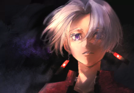 HD anime desktop wallpaper featuring Izana Kurokawa from Tokyo Revengers with striking purple eyes and white hair against a dark, moody background.