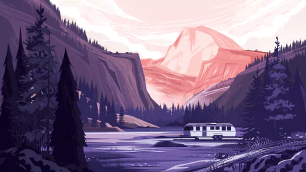 pine tree valley artistic landscape HD Desktop Wallpaper | Background Image