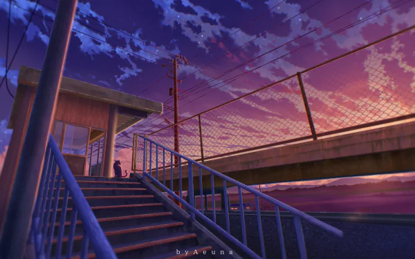 Anime train station HD Desktop Wallpaper | Background Image
