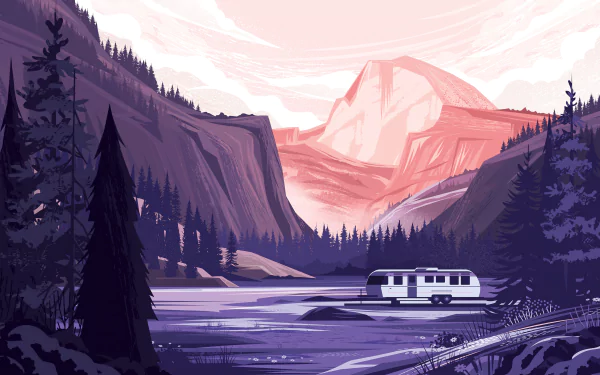 pine tree valley artistic landscape HD Desktop Wallpaper | Background Image