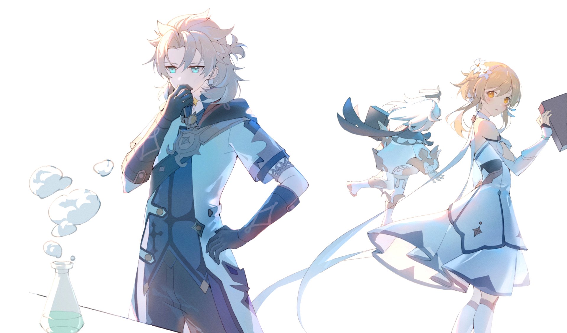 Download Paimon (Genshin Impact) Lumine (Genshin Impact) Albedo (Genshin Impact) Video Game Genshin Impact HD Wallpaper by Hiroww