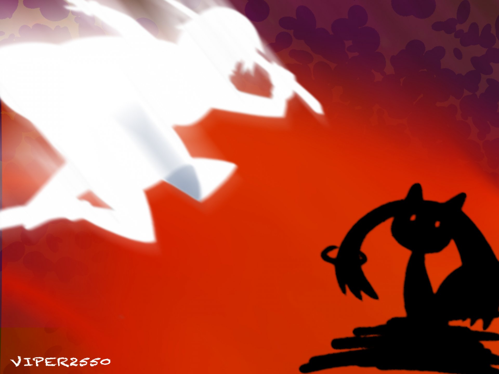 HD PC wallpaper: silhouetted Sayaka Miki and Kyuubey against a fiery red sky in this Puella Magi Madoka Magica anime scene.