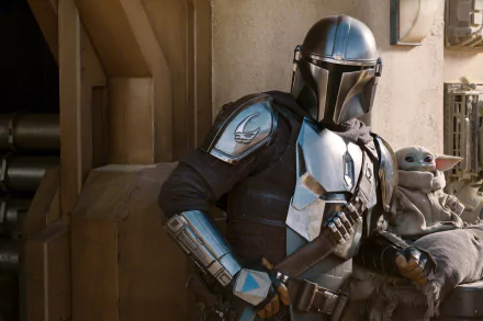 4K Ultra HD PC desktop wallpaper featuring The Mandalorian and Grogu from the TV show The Mandalorian, showcasing detailed armor and a desert-like background.