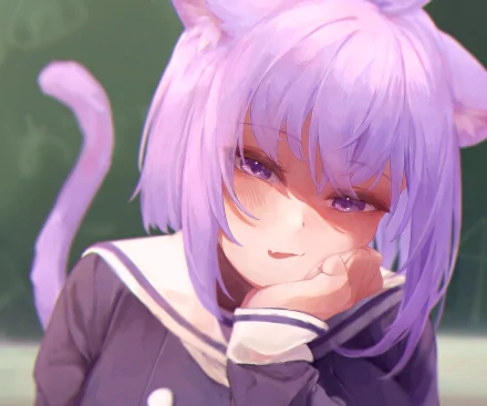 hololive Nekomata Okayu Anime Virtual Youtuber HD Desktop Wallpaper | Background Image